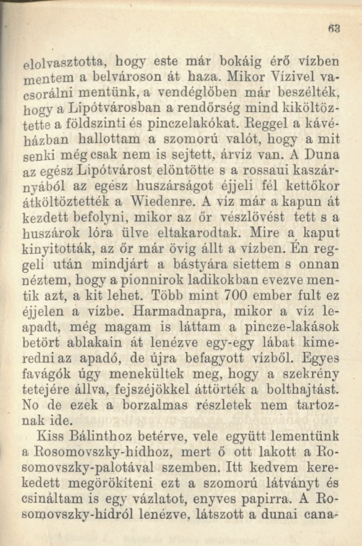 «3 elolvasztotta, hogy este már bokáig érő vízben mentem a belvároson át haza.