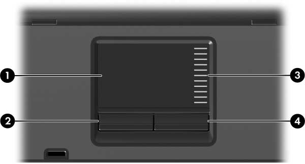 Mutatóeszközök Érint tábla (csak egyes típusokon) 1 Érintőtábla* Mozgatja a kurzort, kijelöli és aktiválja a képernyőn látható elemeket.