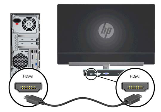 ábra: A VGA kábel csatlakoztatása A HDMI kábel csatlakoztatása (egyes típusokon) Csatlakoztassa a HDMI kábel egyik végét a monitor hátulján található