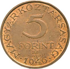 MAGYAR KÖZTÁRSASÁG 1946-1949 831 831. 10 Forint 1948 Próbaveret Ag 500-20 g - 36 mm - 2,5 mm 1948.05.01.