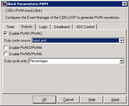 ábra A/D átalakító blokk paraméterező ablakai A DSP-ben 6 pár PWM kimenet van, melyek segítségével a