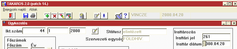 5. ÜGYINTÉZÉSI MUNKAFOLYAMATOK 27. ábra: az első kör irattározása Az irattári jelet listából választhatjuk, a dátum a mentéskor beíródik a rovatba. 5.2.4.