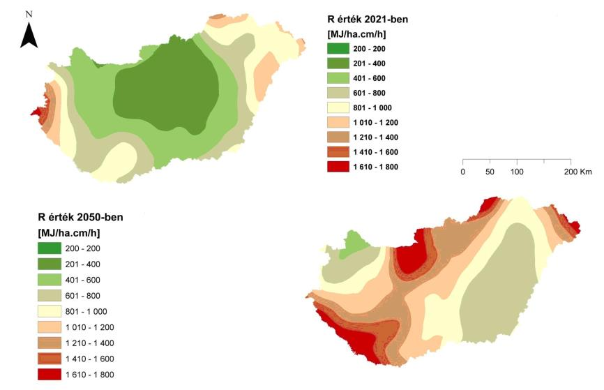 Mezősi Gábor és Bata Teodóra 2. ábra A csapadékintenzitás értéke a 2021 50-es modellezett időszak egy-egy évében 3.