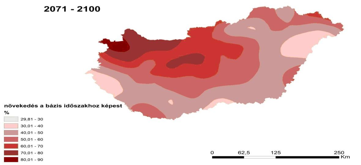 A csapadék eróziós tényezőjének (R) jövőbeni térbeli és időbeli alakulása a klímaváltozás függvényében Magyarországon 3.