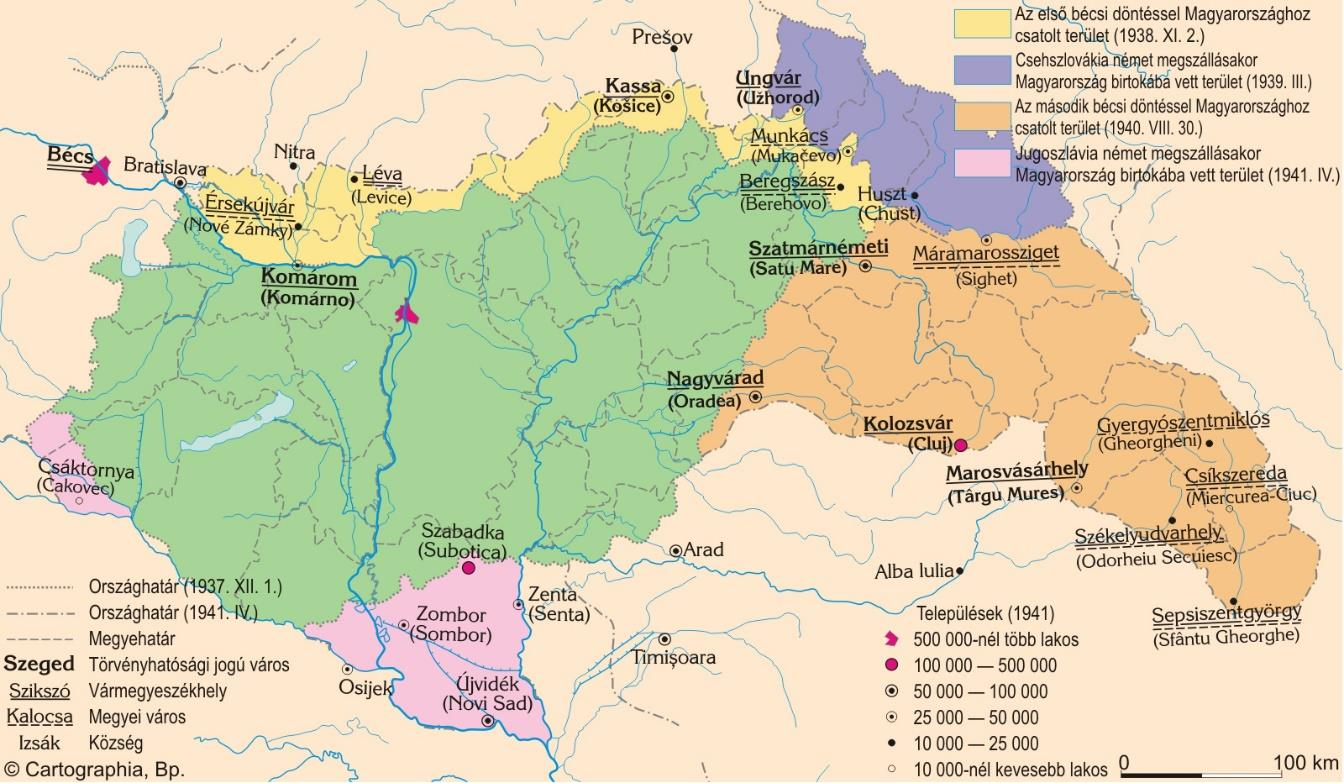 (9. ábra) Magyarország legnagyobb területe a II. világháború folyamán 7. A II. világháború következményei A II.