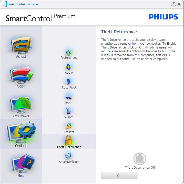 3. Képoptimalizálás Options (Opciók) >Theft Deterrence (Lopásgátlás) - A Theft Deterence (Lopásgátlás) panel csak akkor lesz aktív, ha a legördülő Plugin (Bővítmények) menüben kiválasztja a Theft