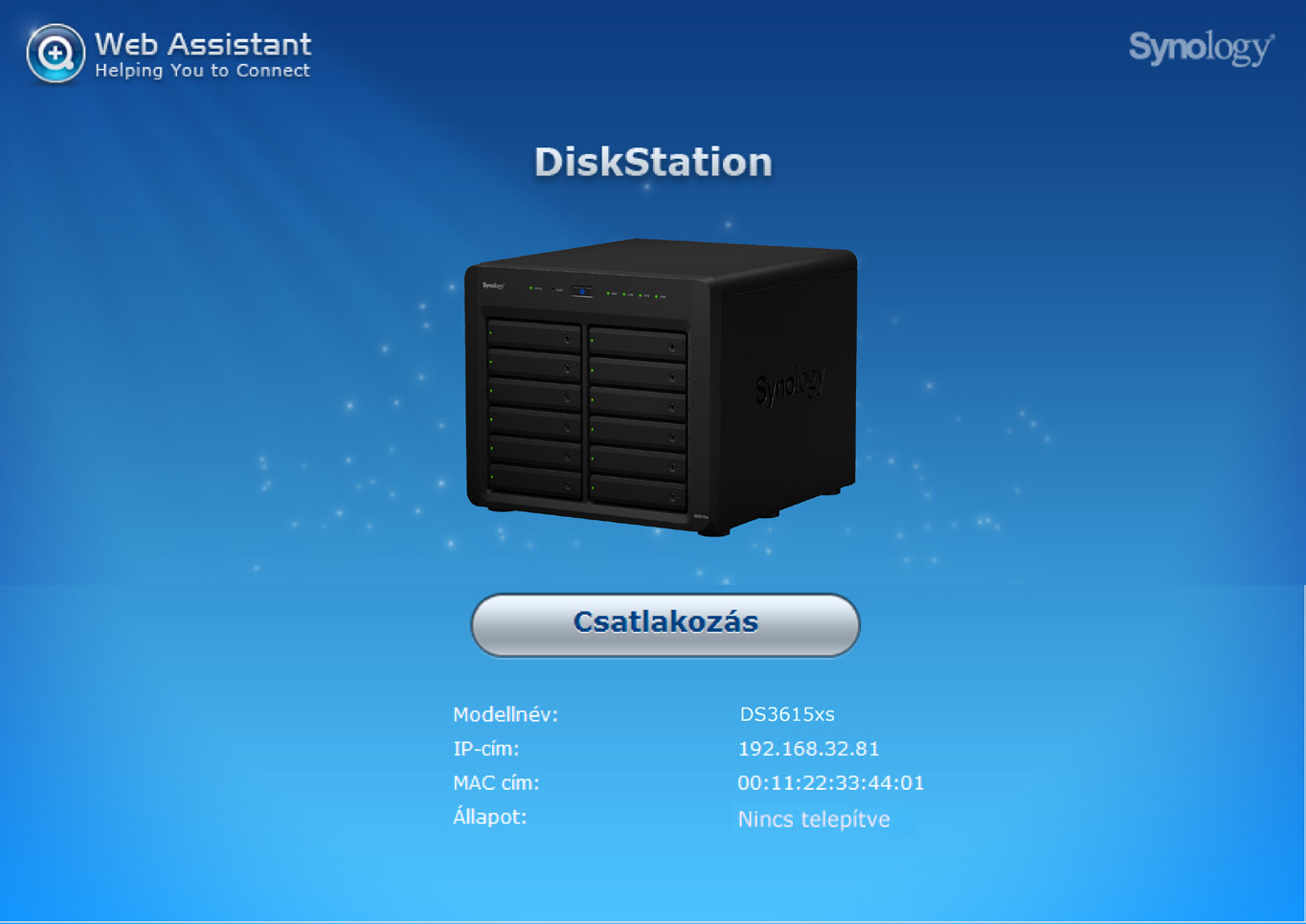 Fejezet DSM telepítése a DiskStationre 3 A hardvertelepítés befejezését követően telepítse a DiskStation Manager (DSM) programot a Synology böngésző-alapú operációs rendszerét - a DiskStationre.
