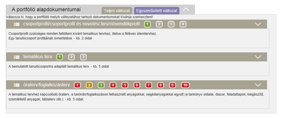 2.3.2.A Nevelő-oktató munka dokumentumainál alkalmazott szimbólumok Ezen az oldalon minden egyes lenyíló-visszazárható ablak szürke sávjában az ablakhoz tartozó