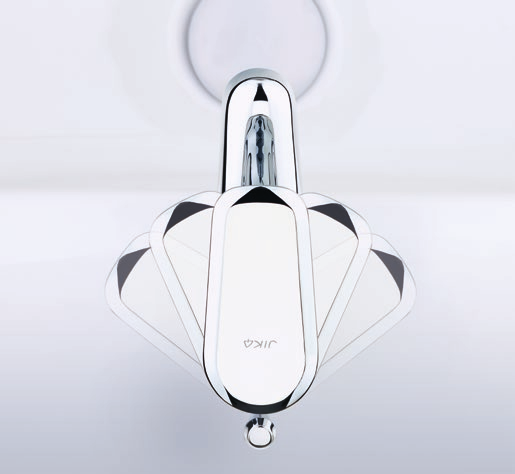 SAVES UP TO 50% OF WATER Jika brand faucets with the special ECODISK faucet mixing valve are controlled by turning a faucet mixing valve ring; an elastic stopper to informs the user when exceeding