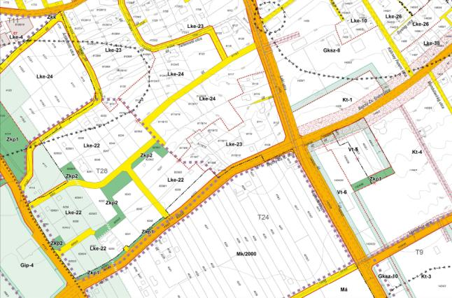 Kisvárosias lakóterület kijelölése a Germering utca és Kouvola utca találkozásánál A tervezési