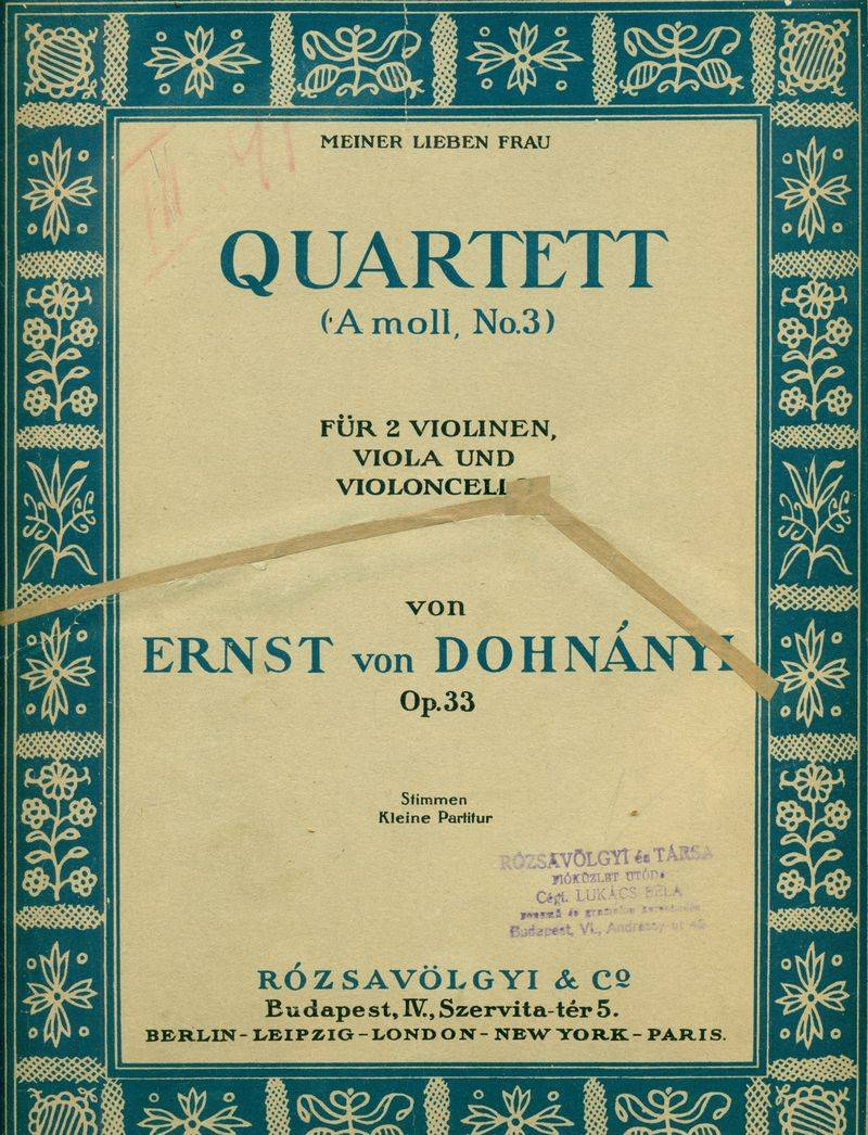 3) für 2 Violinen, Viola und Violoncello. Op. 33. Stimmen. [Szólamok.