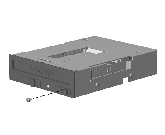 Hardverbővítés A MultiBay modult rögzítő biztonsági csavar eltávolítása Meghajtó helyezése a MultiBay modulba 1.