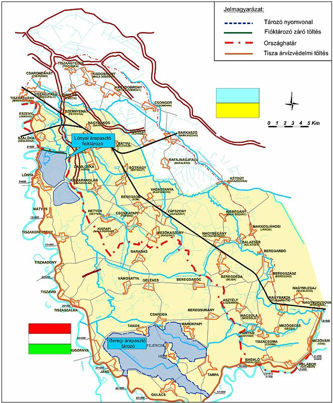 1.ábra A fejlesztéssel érintett terület A fejlesztést szükségessé tevő tények az alábbiak: - A Beregi rendszerben az 1800-1900-as években kiépített csatornahálózaton és megépült műtárgyakon jelentős