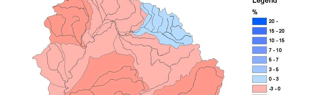 Subcatchment-wise changes of annual