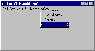 Az Enter megnyomása után megnyílik a Fájl menü alá tartozó menütételek elsı eleme.