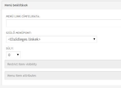 (Hír menüponthoz rendelése) A Domain access options segítségével kiválasztható, hogy melyik oldalakon és milyen beállításokkal (közzétett, címoldalra kerül, kiemelt az oldal tetejére) legyen elérhető