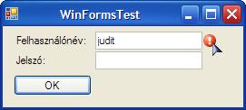 194 A vezérlőhöz kötést az ErrorProvider SetError metódusával tudjuk megtenni, első paramétere a vezérlő amihez kötünk, a második pedig a hibaüzenet.