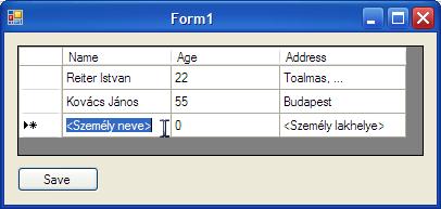 325 Természetesen egy DataTable sorainak állapota addig nem végleges, amíg meg nem hívtuk az AcceptChanges metódust, ezt a korábban létrehozott gombra drótozzuk rá: private void button1_click(object