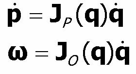 A geometriai Jacobi-mátrix A differenciális kinematika célja: megtalálni az összefüggést a csuklóváltozók sebessége és a végberendezés sebessége (pozíció,