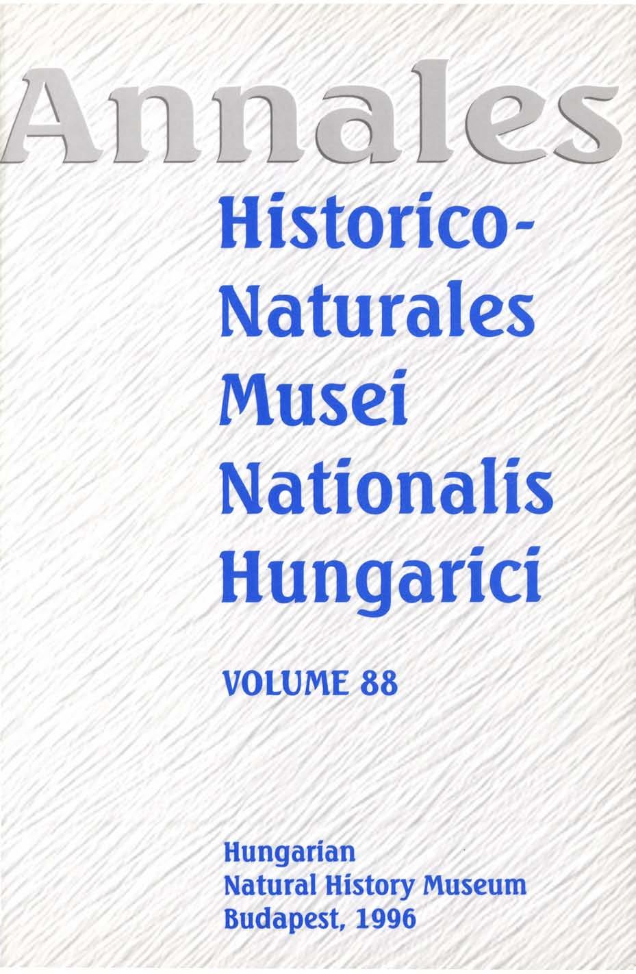 ANNALES Hístoríco- Naturales Museí Natíonalís Hungarící