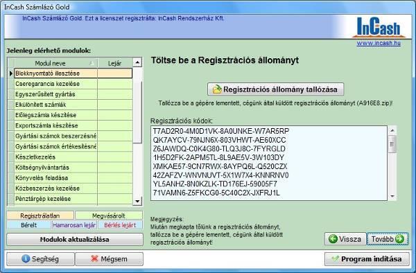 TELEPÍTÉS ÉS ÜZEMBEHELYEZÉS Regisztráció 3., Amennyiben regisztrációs állmánnyal rendelkezik, melyet cégünk juttattt el Önhöz ( egy zip fájl!