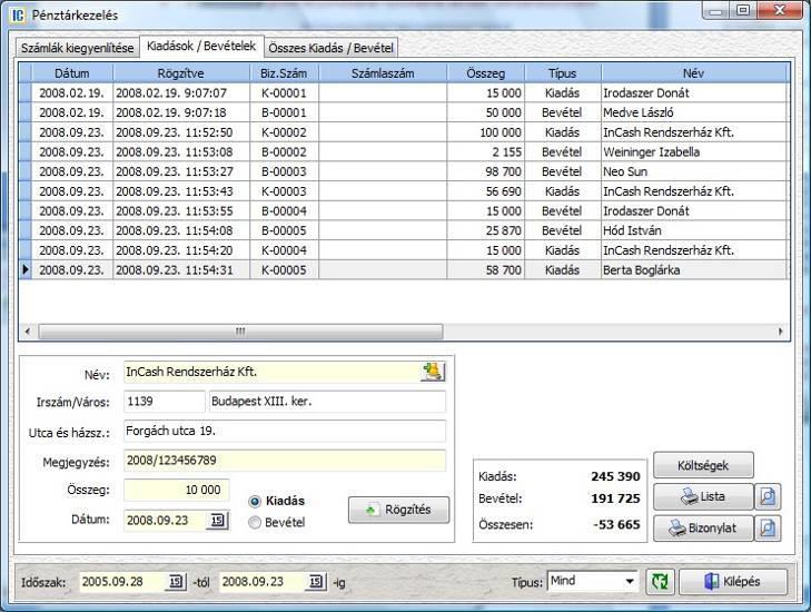 PÉNZÜGY Pénztárkezelés A gmb lenymásával nymtathatja a Kiadási/Bevételi pénztárbiznylatk listáját. A gmb lenymásával máslatt készíthet a már kiállíttt pénztárbiznylatkról.