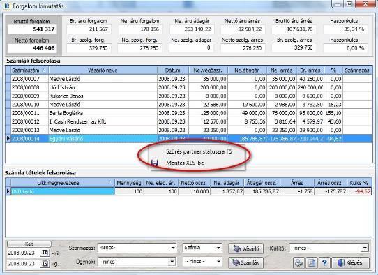 LEKÉRDEZÉSEK Pénzfrgalm Pénzfrgalm Frgalmkimutatás Adtt időszakra, vásárlóra lekérdezhető pénzfrgalm adatk: Srnként és számlánként láthatók az árrések %-ban, jelezve üzletkötésének nyereségességét.
