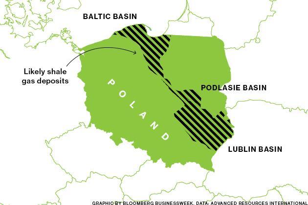 57 BIZTONSÁGPOLITIKAI SZEMLE Vol. 8:1 A lengyel palagázmezők elhelyezkedése (Bloomberg).