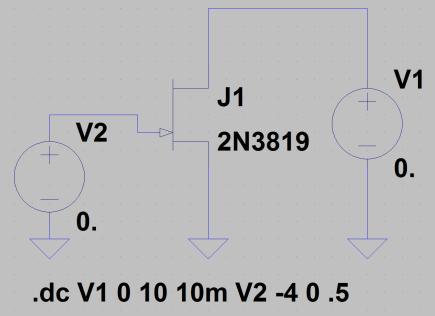 .. JFET statikus jelleggörbéi 9. ábra: N-csatornás JFET statikus jelleggörbéi (BF típus): kimeneti görbesereg I D =f(v DS ), V GS =const.