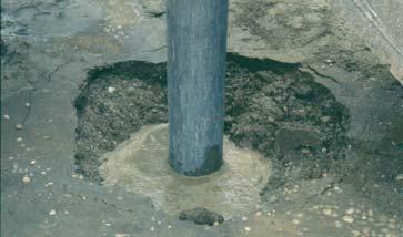 crater around the vibrator