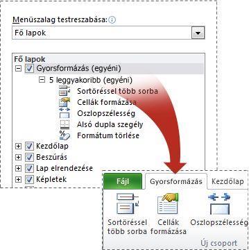 MS Excel 2010 újdonságok Továbbfejlesztett menüszalag Az elsőként az Excel 2007 programban bevezetett menüszalag használatával egyszerűen hozzáférhet a parancsokhoz és szolgáltatásokhoz, amelyek