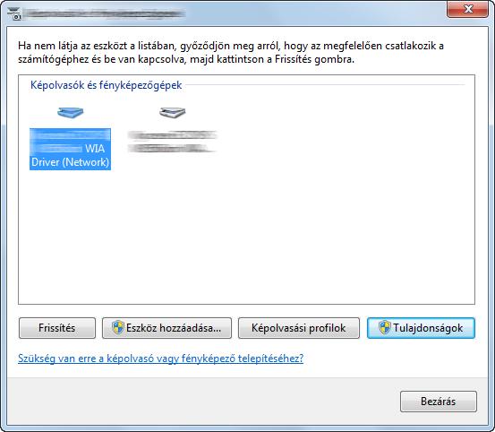 A készülék telepítése és beállítása > A szoftver telepítése A WIA illesztőprogram beállítása A készüléket regisztrálja a WIA illesztőprogramba. Az utasítások a Windows 8.
