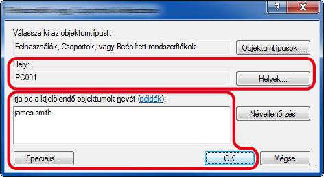 Felkészülés a használatra > Felkészülés dokumentum küldésére számítógépen lévő megosztott mappába 5 Adja meg a helyet. 2 1 1 Ha a 3-8.