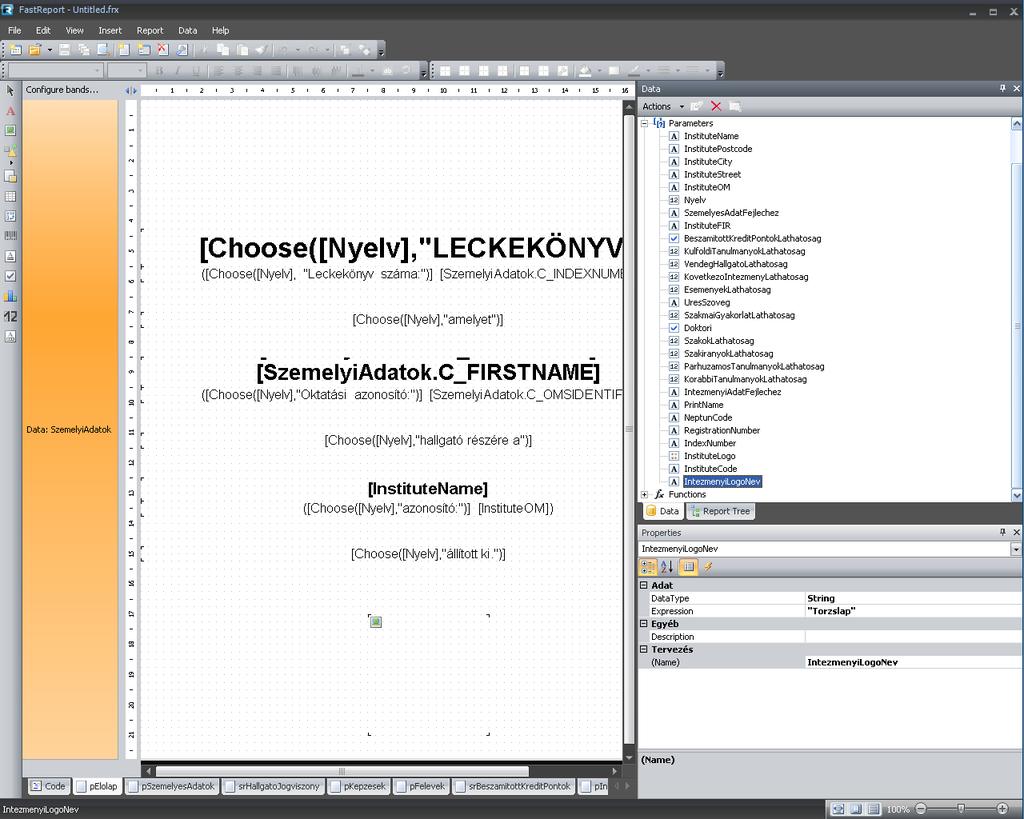 Intézményi logo szerkesztéséhez a Kliens programban a Szervezeti egységek(28000)/nyomtatási templatek(113000)/képek(4650) menüpontban kell a képet