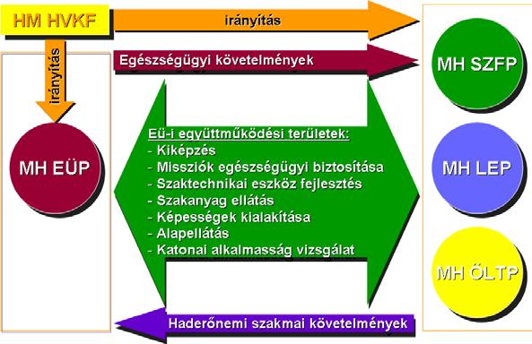 A honvéd-egészségügy funkcionális tagozódását