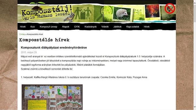 A közös programot támogató szakmai tevékenységünk - online felület: www.komposztalj.hu (éves szinten 27.