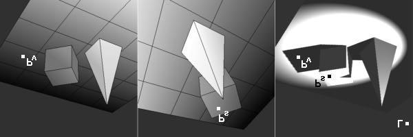 4 Smooth shading Sima vagy Gouraud féle árnyalás (H. Gouraud 1971) a háromszögek csúcspontjaira ráméri az eredeti felület normálvektorait, és azok alapján kiértékeli a fényforrásokból érkezo fényt.