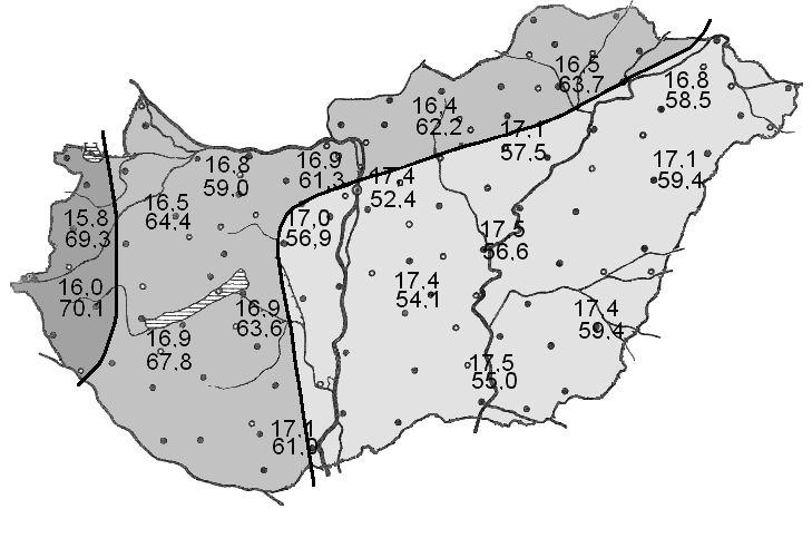 ÉGHAJLATI KÖRZETEK, ÉGHAJLATI POTENCIÁL A tenyészidıszak jellemzı sajátossága, hogy lényegesen szárazabb, mint az ıszi gabonák tenyészidıszaka. Változatlanul a Közép-Tisza vidéke a legszárazabb.