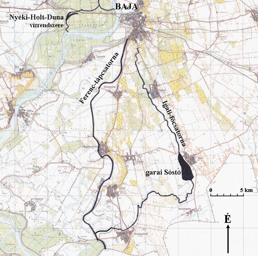 Értekezésem témája a vizes élőhelyekkel kapcsolatos problémák és azok megoldásainak tájökológiai szemléletű vizsgálata, melyhez mintaterületeket Baja környékéről választottam (1. ábra).