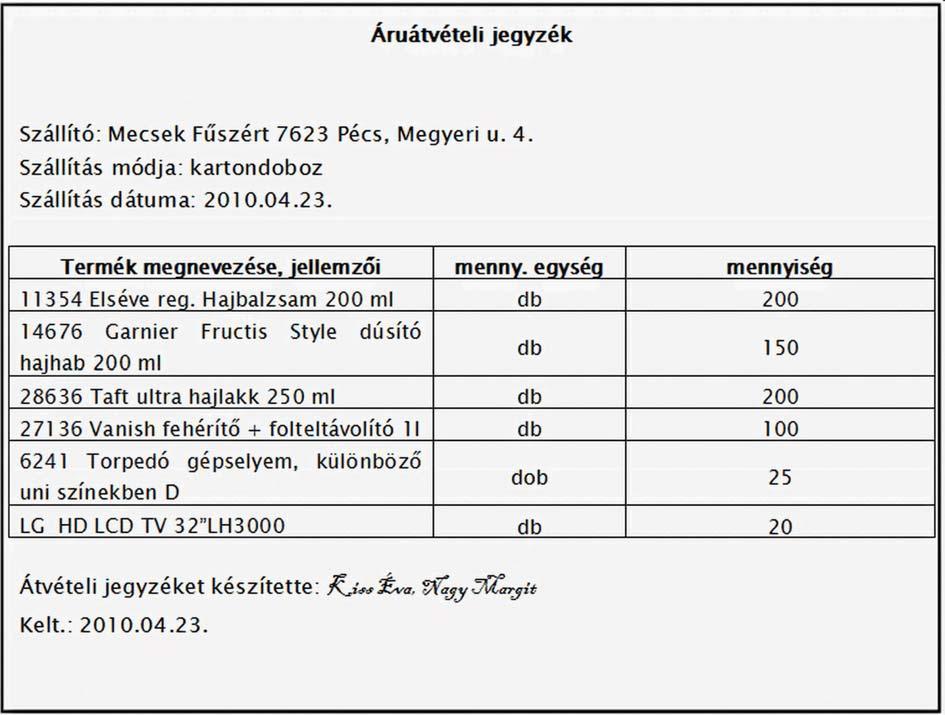 MILYEN FELADATOKAT KELL ELVÉGEZNI AZ ÁRUÁTVÉTEL ELŐKÉSZÍTÉSÉHEZ ÉS A mennyiségi áruátvételhez legalább két dolgozó szükséges.