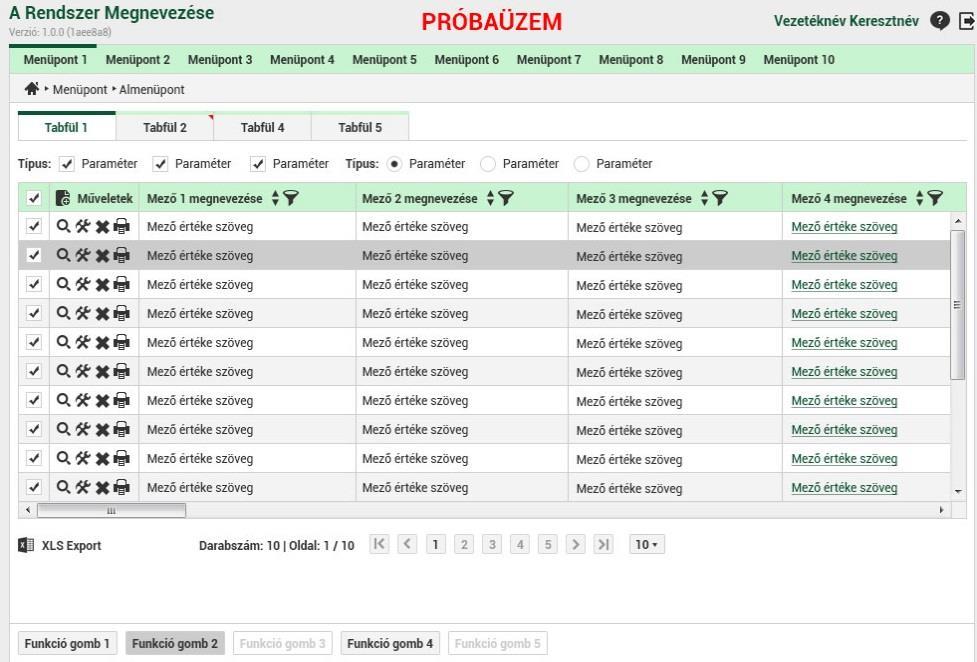 4.2.3.2 Lista A lista az adatbázisban tárolt adatok megjelenítésének, bevitelének, módosításának azon formája, amikor egy időben több objektum adatait látjuk/szerkesztjük a képernyőn (pl.