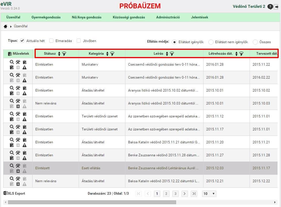 8.2 FUNKCIÓK - Új üzenet: Új üzenet létrehozása. - Üzenet megtekintése: Meglévő üzenet vagy munkaterv bejegyzés megtekintése. - Üzenet módosítása: Meglévő üzenet vagy munkaterv bejegyzés módosítása.