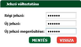 meg. Adja meg a régi és az új jelszavakat. 30. ábra: Jelszó megváltoztatása 5.