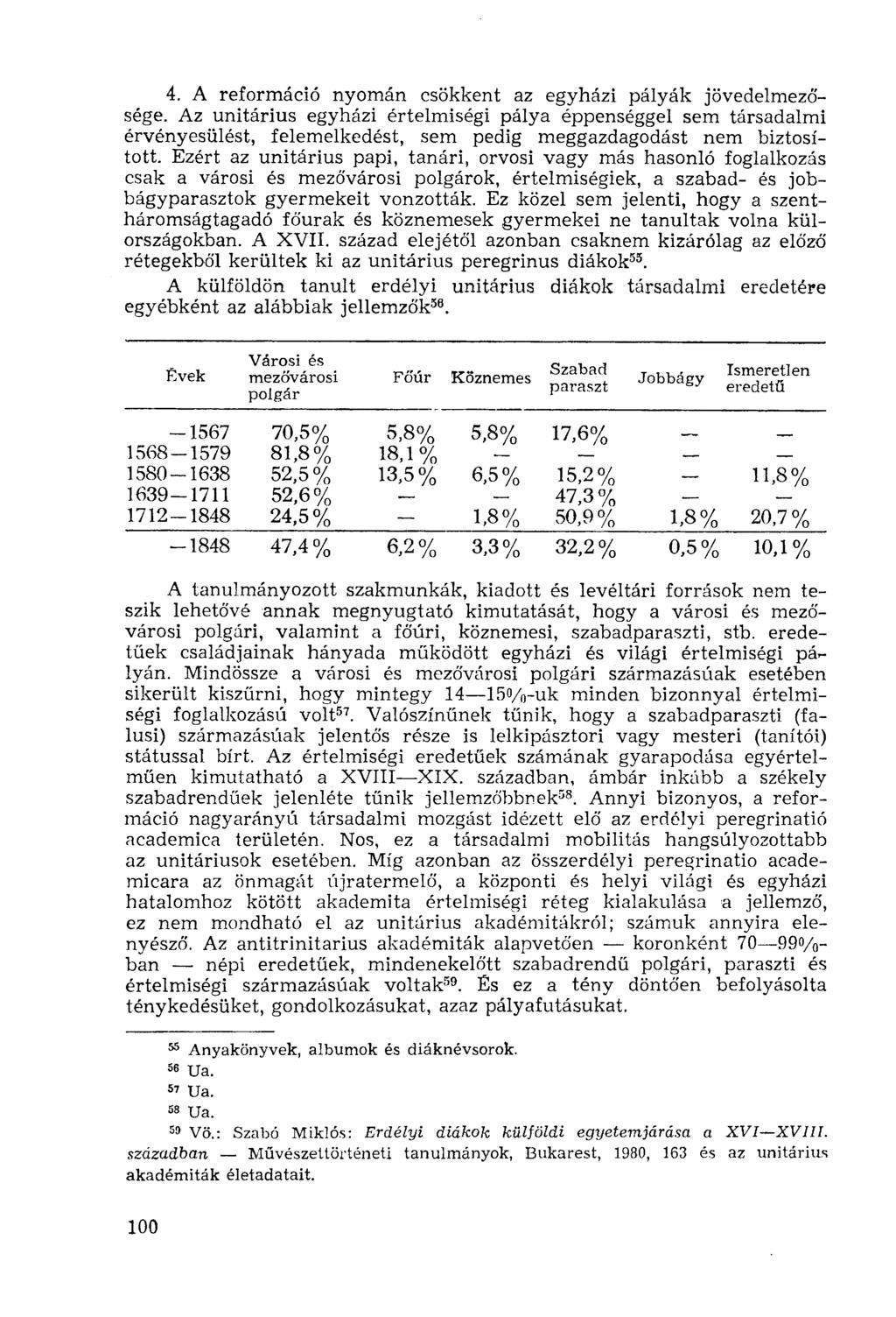 4. A reformáció nyomán csökkent az egyházi pályák jövedelmezősége.