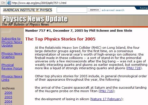 Harmadik mérföldkő: Top Physics Story '05