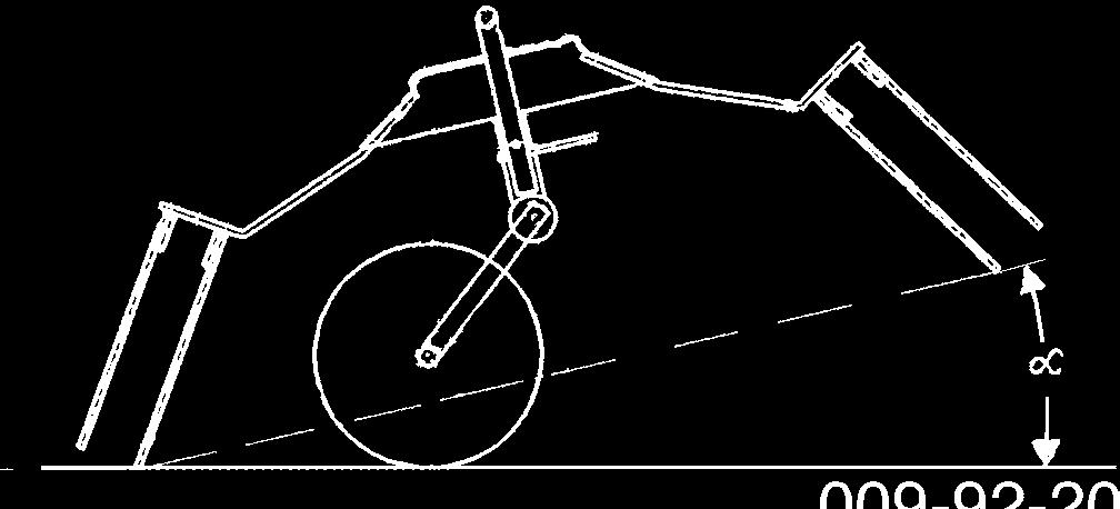 Lengô függesztô kerettel ellátott gépek N A fogazat (A) segítségével a futókerekek tengelyei egy 10 fokos döntési tartományban állíthatóak be.