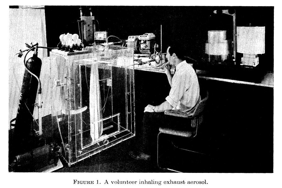 4. ábra: A. C. Chamberlain 1975-ös kipufogófüst vizsgálatai során alkalmazott kísérleti elrendezés (Chamberlain et al.
