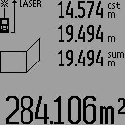 Magyar 37 Falfelület-mérés (lásd az L ábrát) A falfelület-mérés segítségével több különálló, de azonos magasságú felület együttes felületét lehet kiszámítani.
