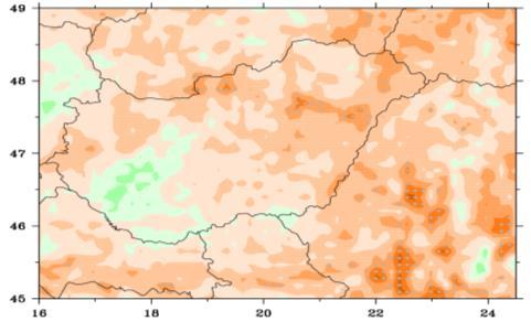 10. ábra: A száraz időszakok maximális nyári időtartamának átlagos változása (%) 2021 2050 2071 2100 ALADIN- Climate REMO Megjegyzés: az ALADIN-Climate és a REMO regionális klímamodellek eredményei