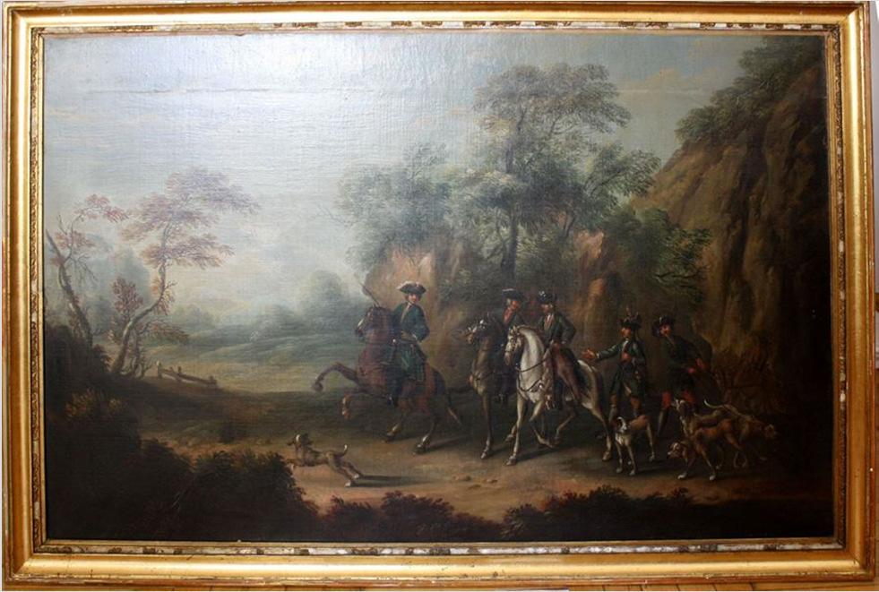 1732 )  Vadászat, 1732 (vászon, olaj, 79 x 123 cm,